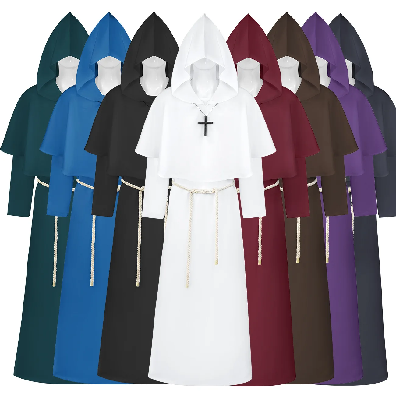 Túnica de Monje Medieval, Hábito de Monja, Disfraz de Mago o Sacerdote para Halloween, Ropa Étnica para Mujer, Disfraz de Primavera, Sin Marca