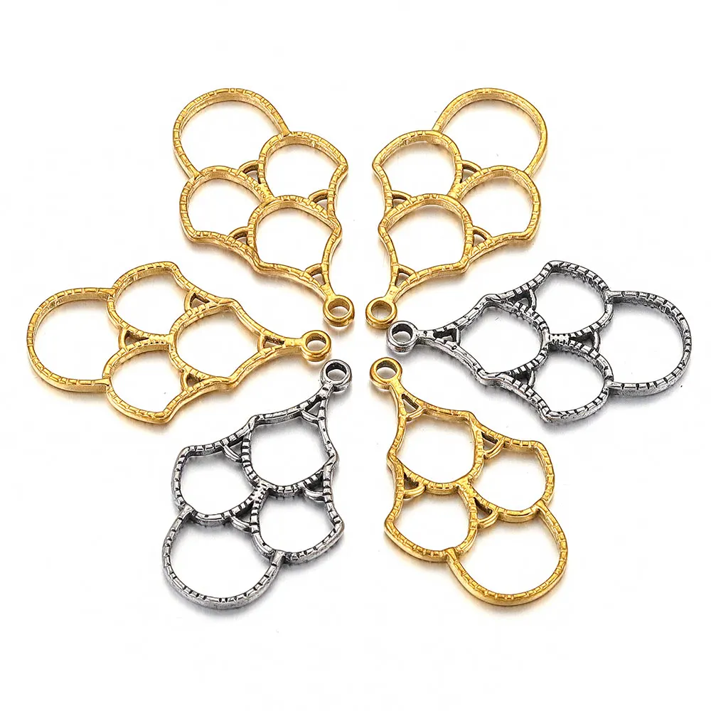 5pcs Stainless Steel Gold-plated Fan-shaped Blank Border Pendant Connectors for DIY Earrings Craft Material Jewelry Making