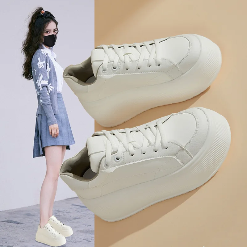 Board shoes 2026 Spring and Autumn new style sponge cake height increasing casual sports high heels versatile women's shoes