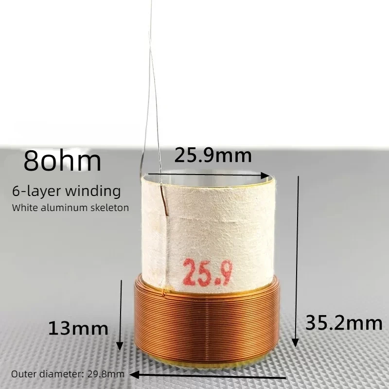 GHXAMP 25.9mm 6‑Layer 8 Ohm Woofer Voice Coil with White Aluminum Former – Speaker Repair Part for 301 2PCS