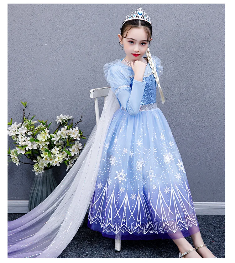 Venda quente festa de aniversário halloween elsa cosplay vestir trajes com acessórios vestido de princesa