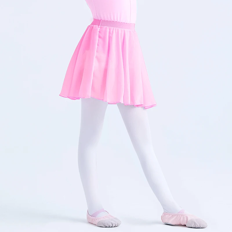 Girls Ballet Dance Skirts Chiffon Short Dancing Dress Elastic Waist Kids Ballet Practice Skirts Polyester Dance Costumes