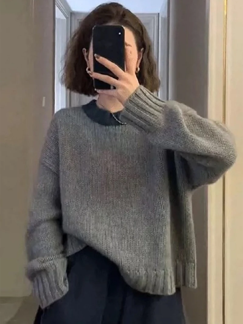 

Women's High-End Cashmere Sweater, 100 Pure Cashmere, Popular Color Matching, Bottoming Sweater, Winter, This Year