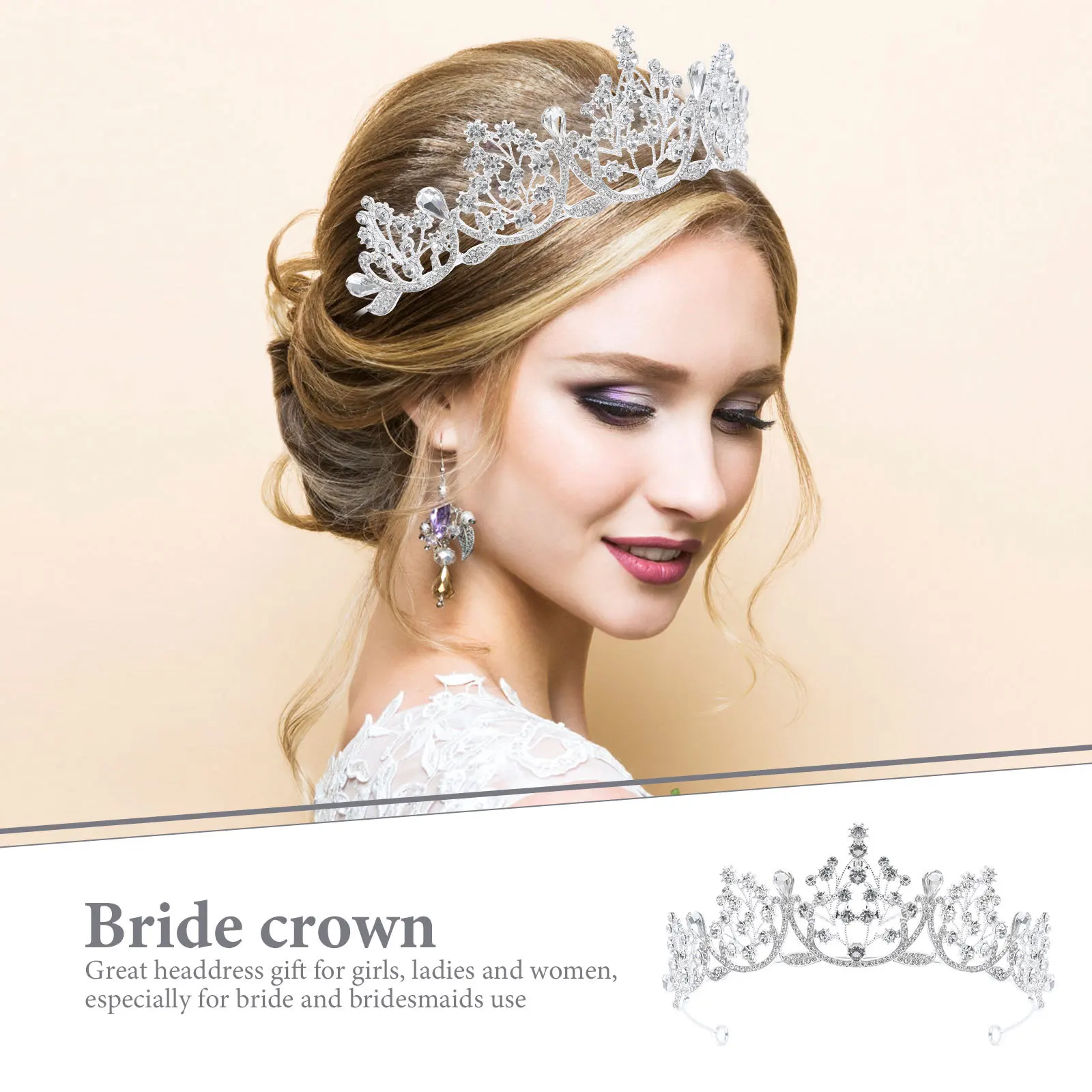 

Винтажная инкрустированная стразами корона в стиле барокко, элегантная тиара для женщин, головной убор для невесты, свадебной вечеринки, корона невесты, тиара для женщин