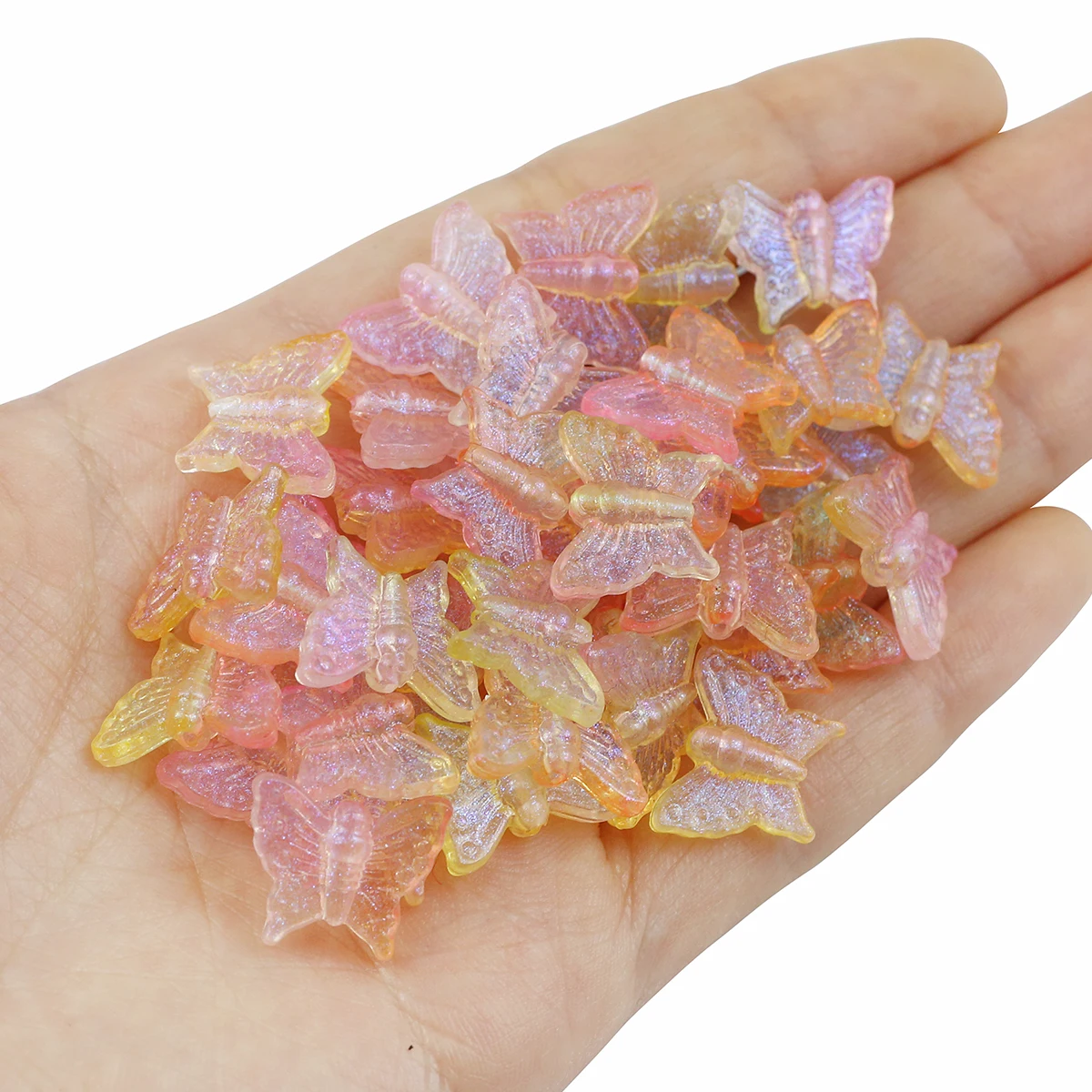 100/200/400Pcs Acrylic Orange  Charms Butterfly Spacer Loose Beads For Jewelry DIY Handmade Bracelet Necklace Accessories