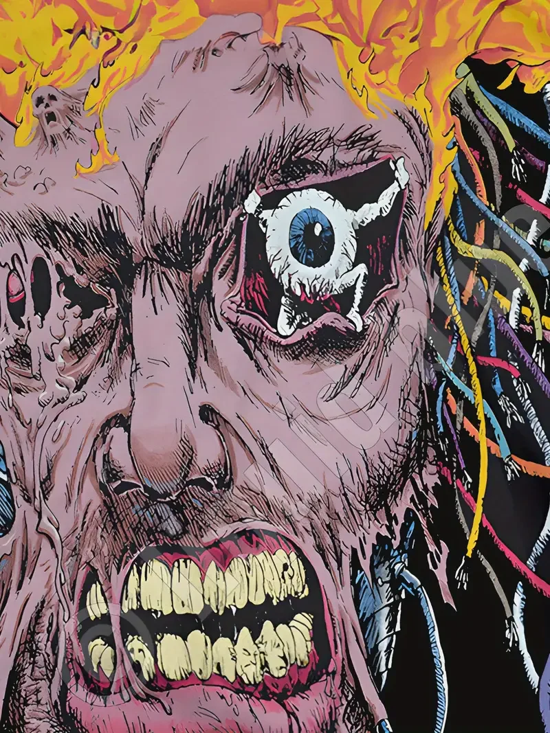 تي شيرت رجالي جديد ثلاثي الأبعاد بنمط وجه مطبوع كاجوال على طراز الشارع بأكمام قصيرة تي شيرت برقبة دائرية ملابس كبيرة الحجم #4