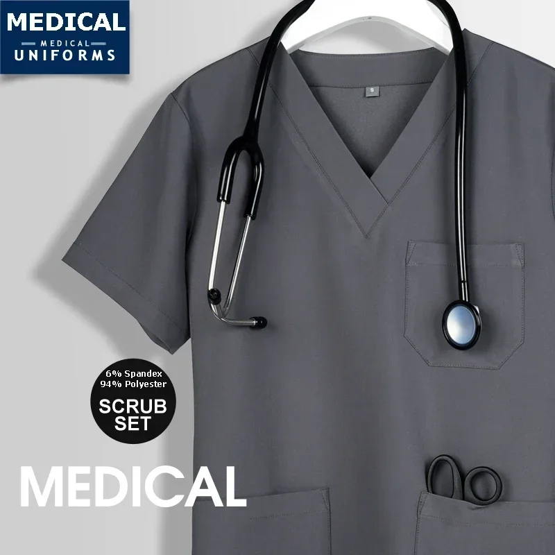 Quick-Dry Sport Unisex Medical Uniform Nursing Scrubs Stretch Aesthetic Top and Pant Doctor Nurse Outfit Scrub Uniforms 22SS025