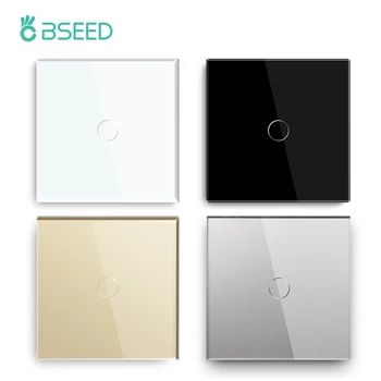 BSEED EU Standard Switches 1/2/3Gang 1Way 2Way White Crystal Glass  Touch Light Switch Intermediate Stair Switch