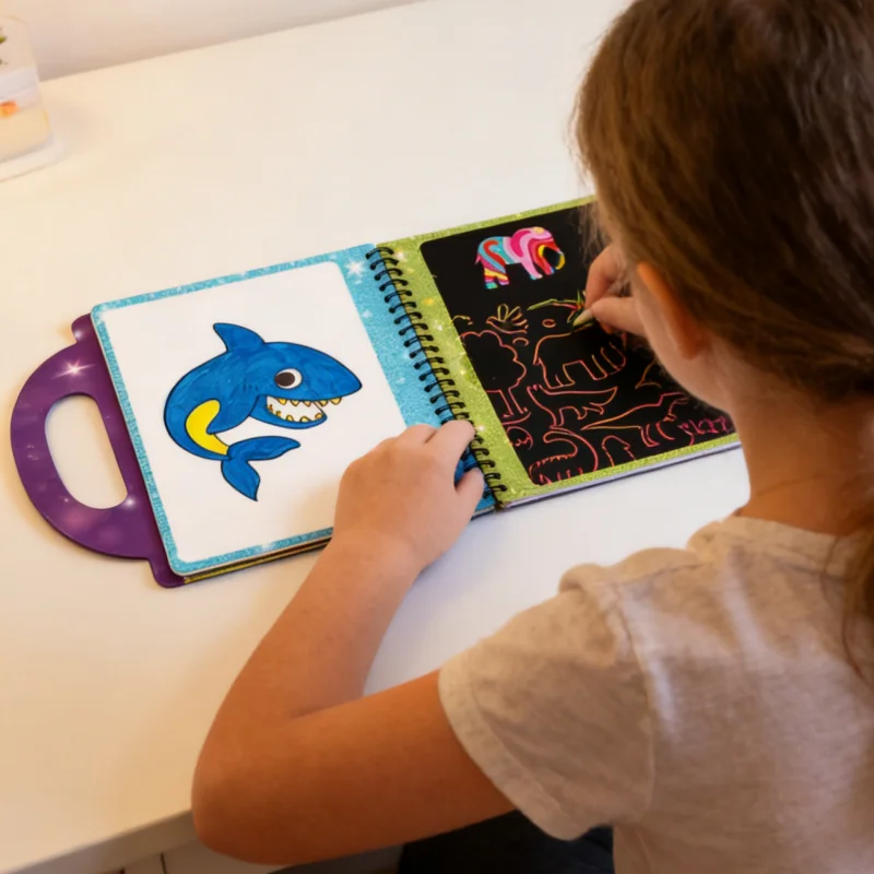 

Книга для детского творчества: рисование скребком, морские животные, динозавры, креативная радужная раскраска, DIY, развивающий подарок