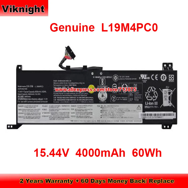 

Genuine L19M4PC0 Battery 5B10W86195 for Lenovo Legion 5 15IMH05H R7000 2020 L19L4PC0 SB10W86190 L19C4PC0 15.44V 4000mAh 60Wh