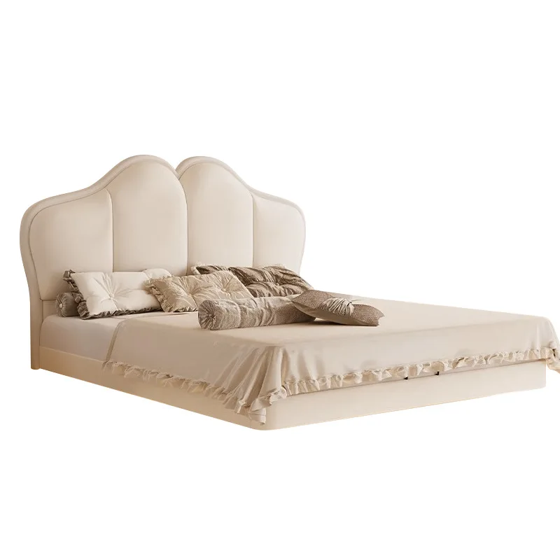 

French cream wind suspension bed, simple first-layer cowhide butterfly bed