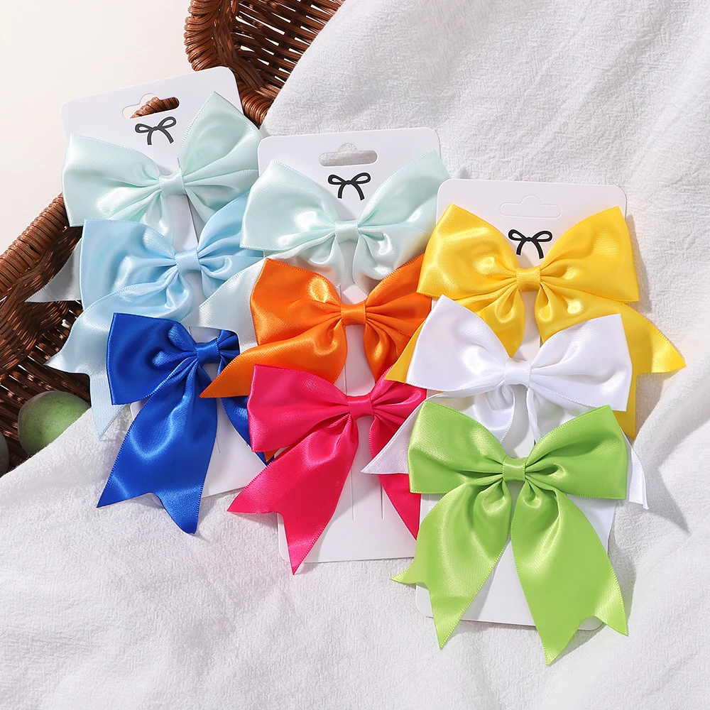 3Pcs/Set Lovely Solid Color Ribbon Bows Hair Clip for Kids Girls Hairpins Barrettes Handmade Baby Headwear Hair Accessories