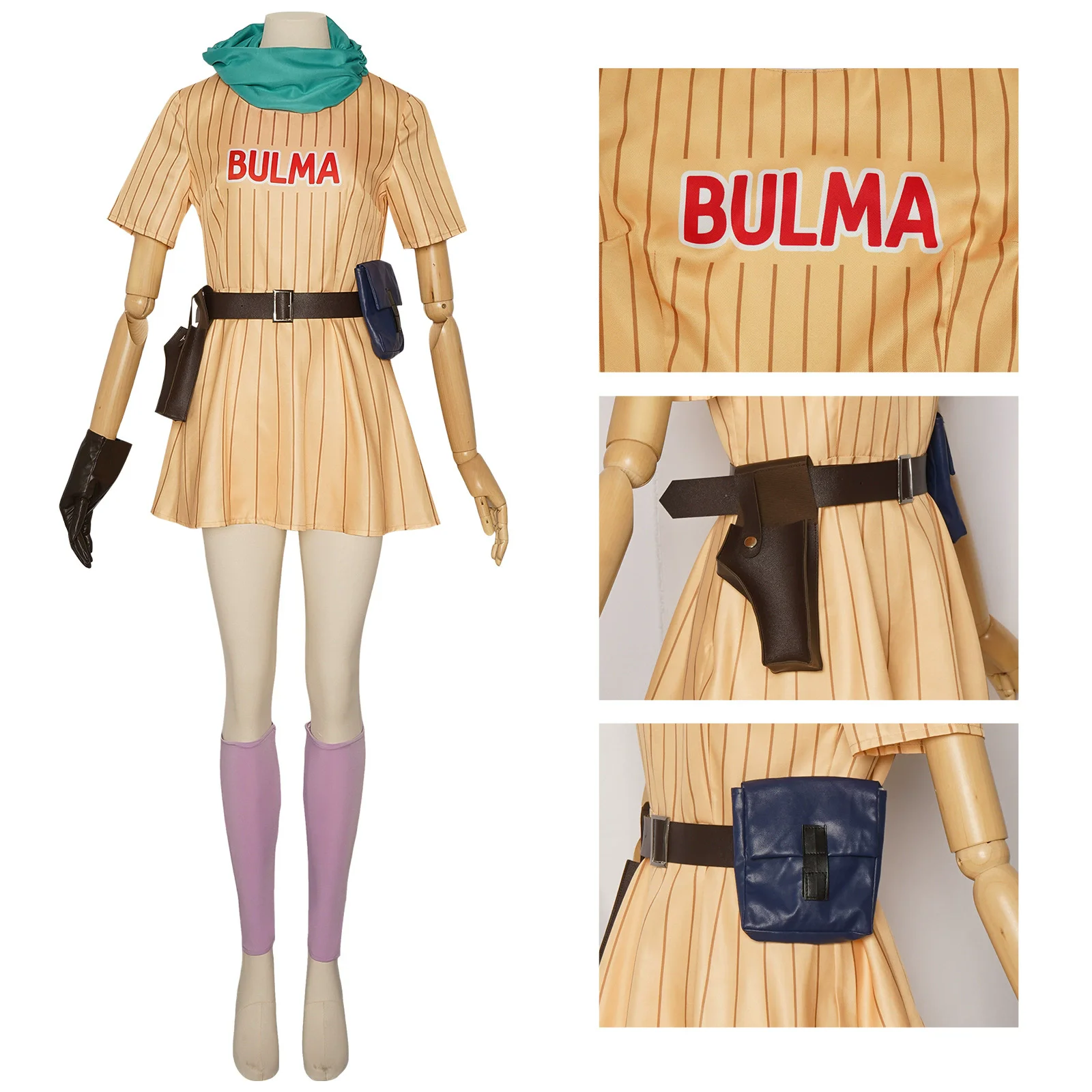 7 個ブルマコスプレ衣装黄色のドレスアニメロールプレイドレスロンググリーンウィッグ用ハロウィンカーニバルパーティー女性衣装