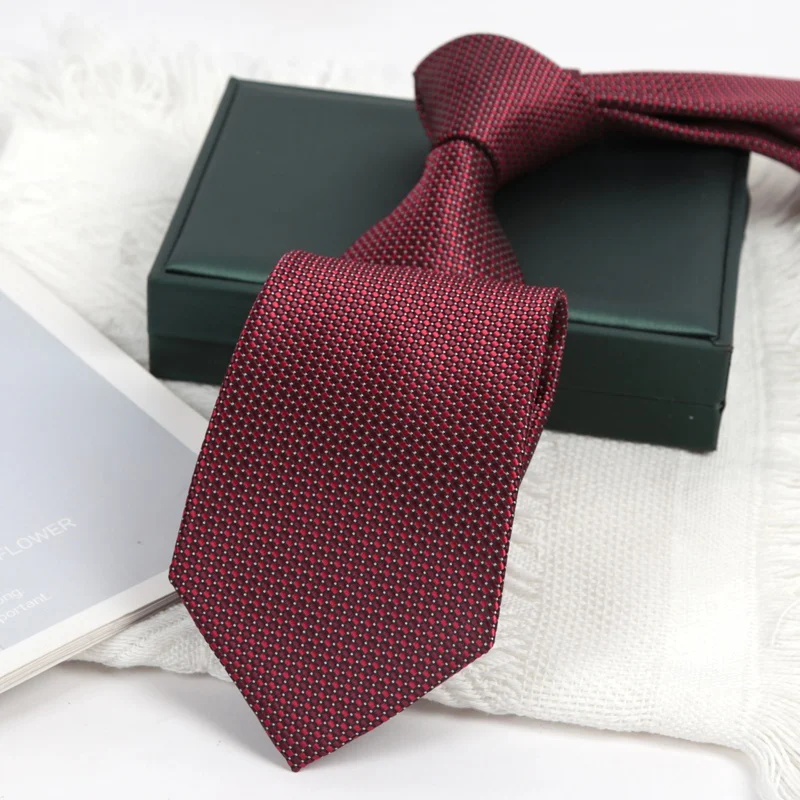 Men's Luxury Burgundy 8CM Jacquard Ties for Mens Necktie Paisley Groom Neck Tie Formal Business Wedding Party Tie Accessories