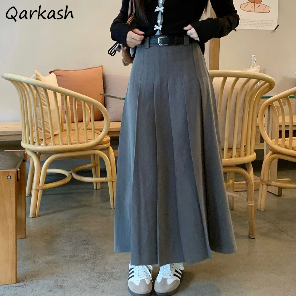 Pleated Skirts Women Solid Simple Loose Fashion Cleanfit Korean Fashion Designed Preppy Harajuku Aesthetic Clothes Y2k Skirt