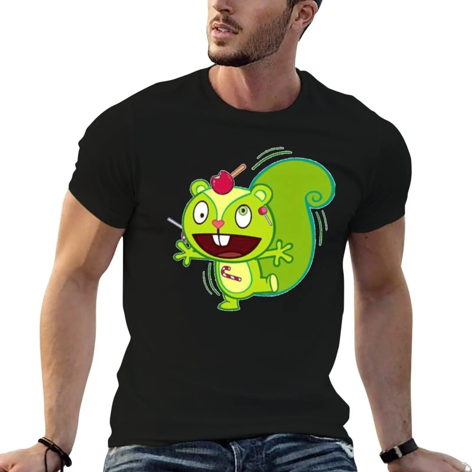 

Nutty-футболка Happy Tree Friends, хлопковые футболки, мужская футболка высокого качества, футболка из 100% хлопка