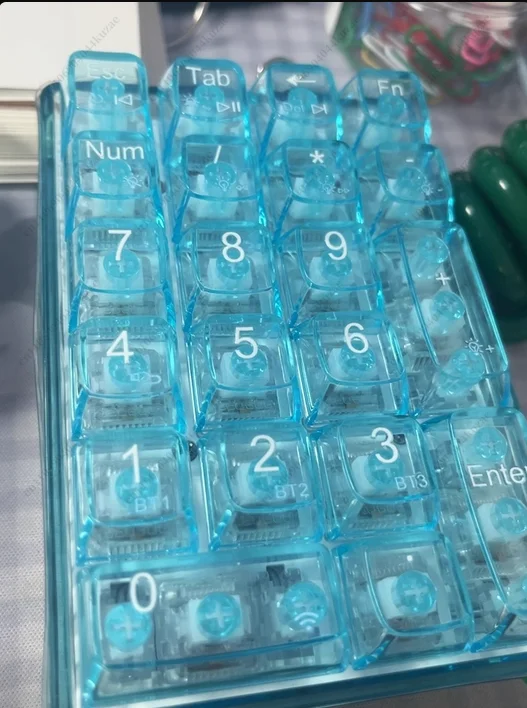 21-Key Transparent Numeric Mechanical Keyboard - Wireless Tri-Mode Long Endurance Custom PC Accessory Gift