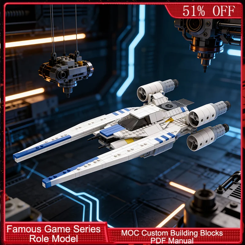 

Набор для сборки 916 деталей: обновленный научно-фантастический белый транспортный истребитель MOC 2.0. Модульный конструктор. Простая DIY-игрушка. Подарок на день рождения.