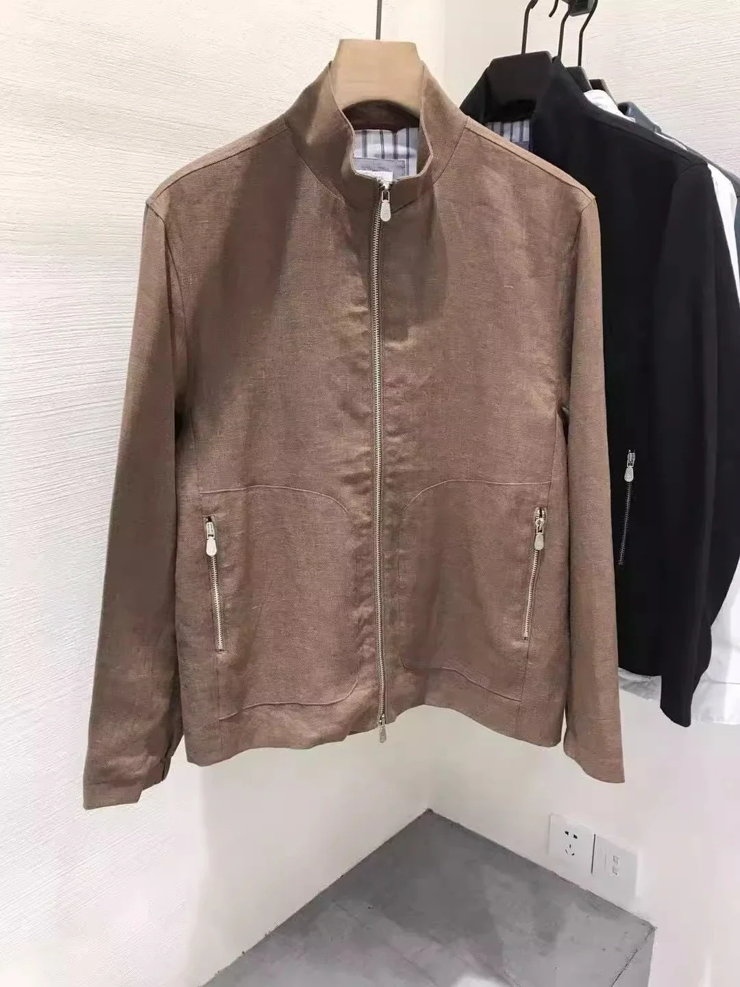 

BC linen stand-up collar old money style men's casual jacket