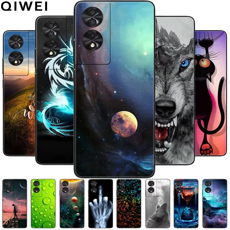 Funda de teléfono para TCL 40 NxtPaper 4G, parachoques negros de TPU, Fundas de silicona a prueba de golpes para TCL 40 NxtPaper 4G, Capa suave Wolf Lions