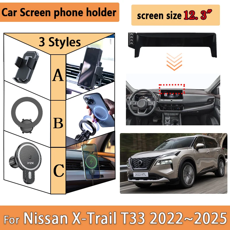 

MagSafe Magnetic Phone Holder For Nissan X-Trail T33 2022~2025 2023 2024 Car Screen Mobile Holder Adjustable Mount Accessories