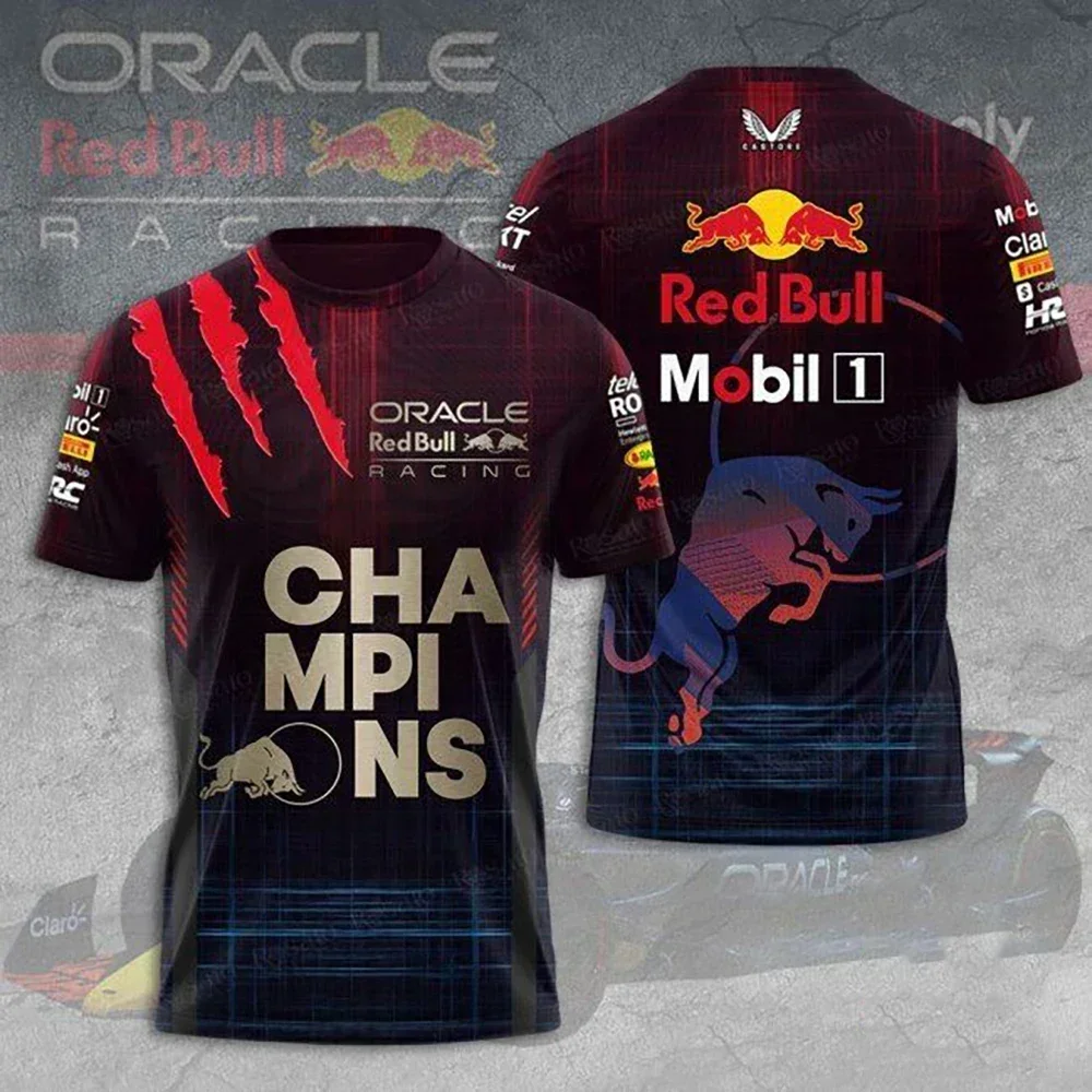 

New Red Bull Outdoor Sports T-shirt Short-sleeved 3D Printed Large-sized Quick-drying and Breathable Top for Running and Fitness
