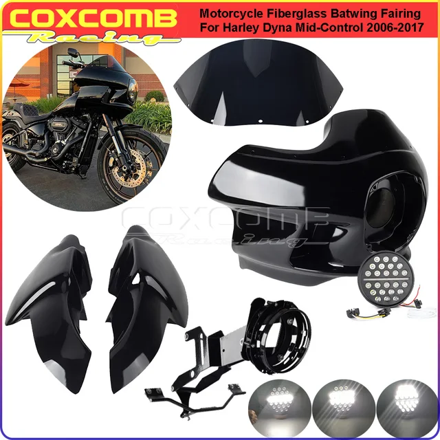 Clubstyle Batwing Fairing Headlight Fairing Upper Lower Cowl Cover Dla Harley Dyna Low Rider Street Bob Wide Glide FXD FXDB FXDI
