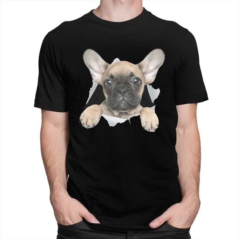 Custom Mens Cute French Bulldog T Shirt Short-Sleeve Cotton Tshirts Classic T-shirt Casual Frenchie Dog Tee Slim Fit Clothes