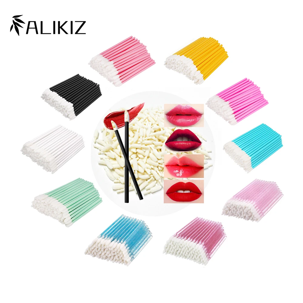 50pcs Lip Brush Cotton Head Replacement Head for Lipstick Applicator Makeup Tool For Eyelashes Extension