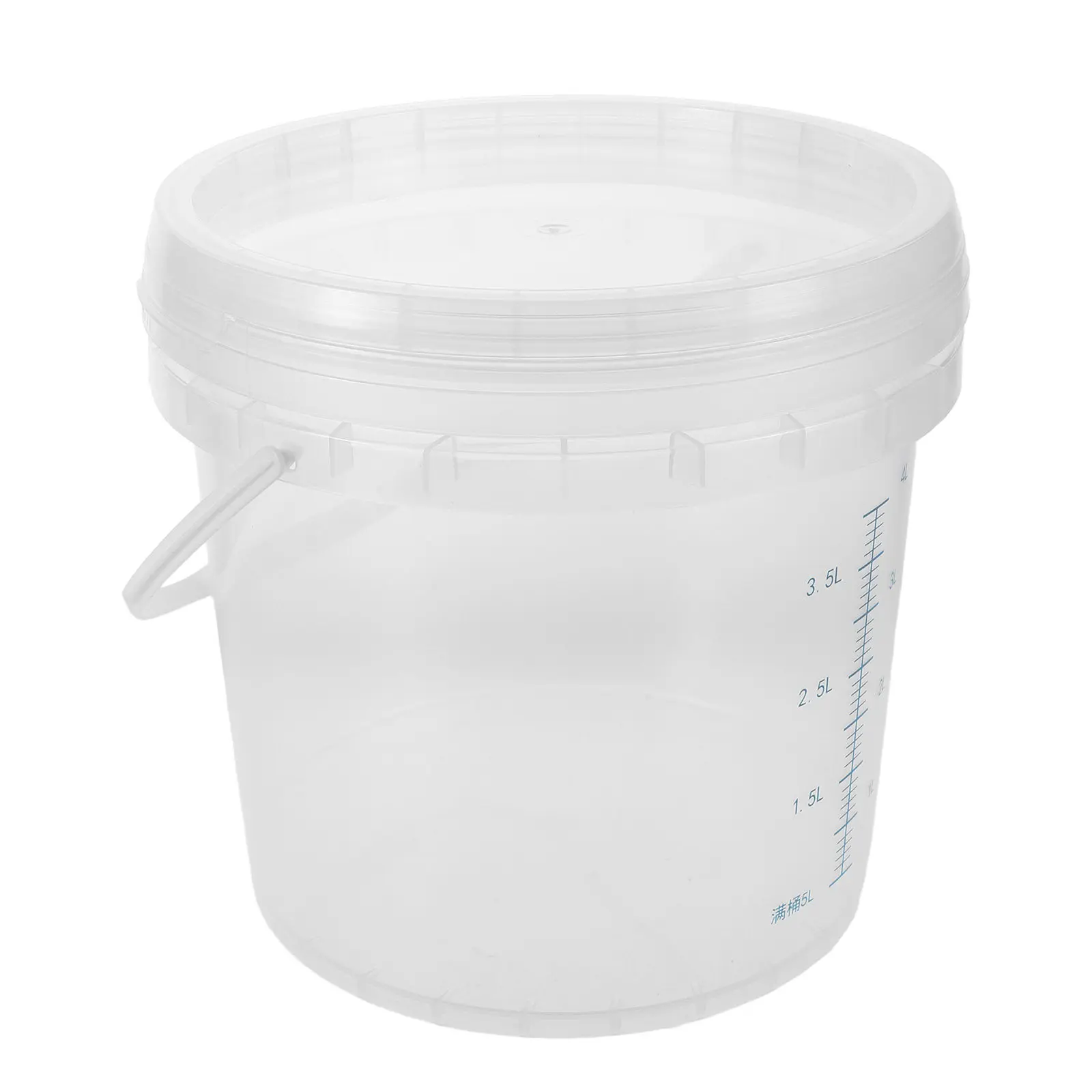 Thickened Measuring Plastic Bucket Clear 5L Sealed Storage Soaking Container Sanitation Bucket with Handle Lid