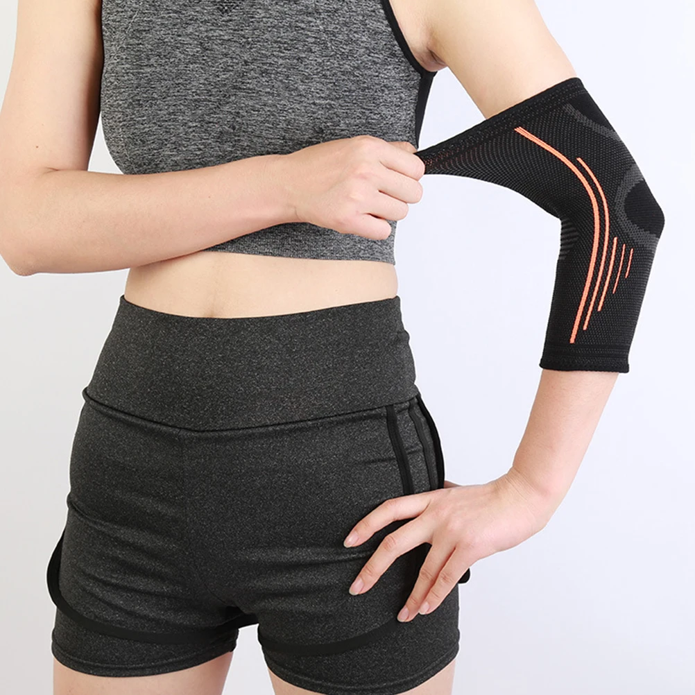 

Elastic Sports Elbow Protector Sleeve Size M Black Breathable Adjustable Elbow Brace for Running Cycling Climbing Injury