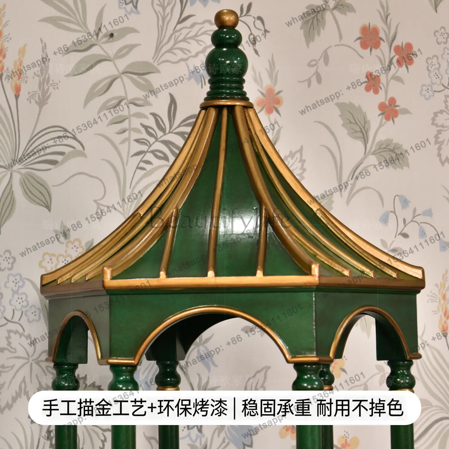 Factory Direct American retro pagoda-shaped three-layer shelf home decoration engraving locker