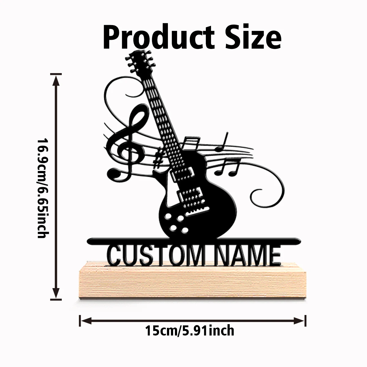 1pc Fashion Personalized Custom Guitar Metal Statues Metal Art With Wooden Base Suitable For Musicians, Valentine Is Day, Rock D
