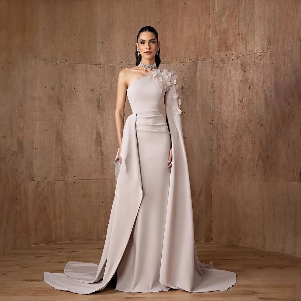 

Elegant Long Evening Dresses for Women One Shoulder Flowers Floor-Length Evening Prom Special Events Customized 2026