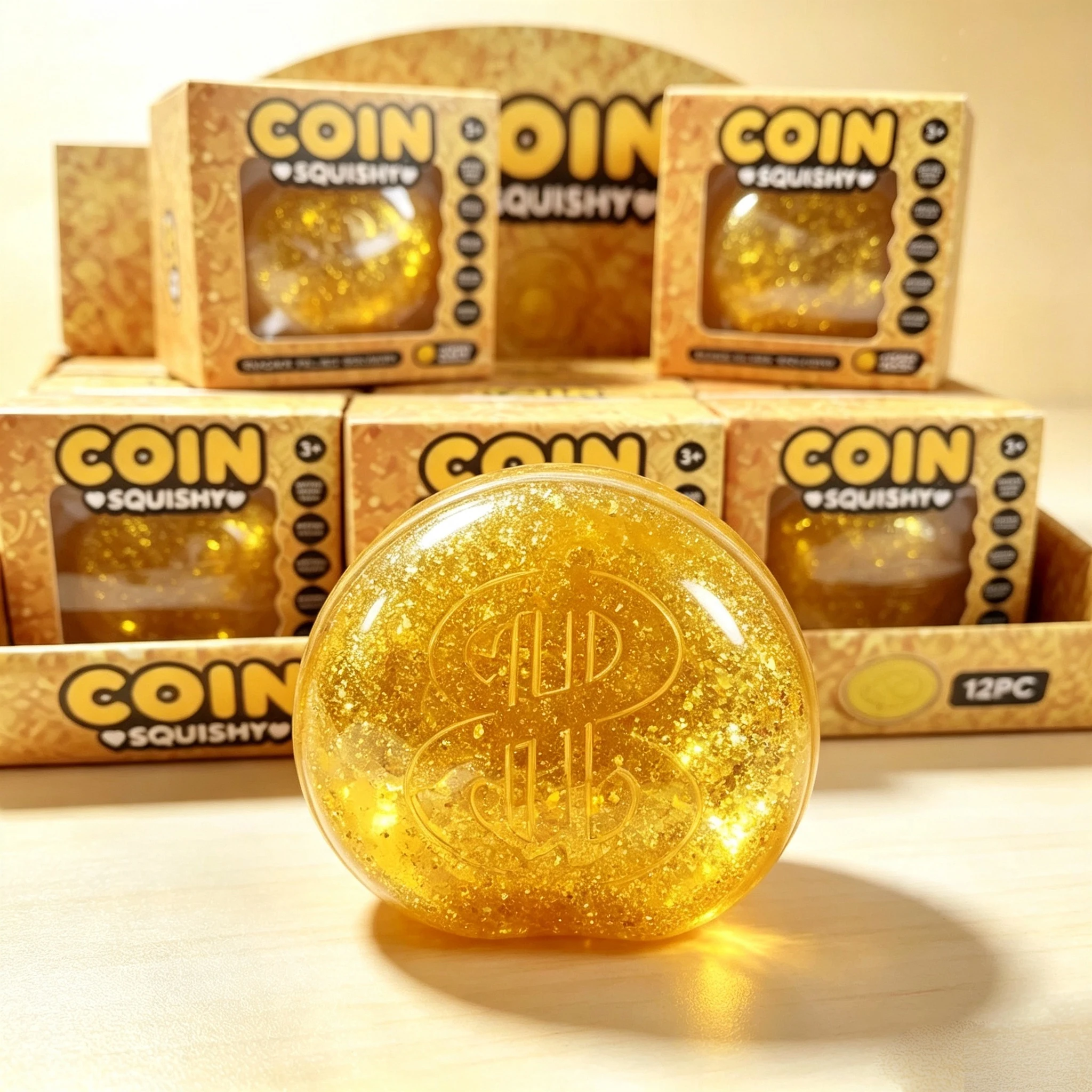 2026Coin Squishy Simulation Dollar Gold Glitter Powder Sugar Filled Slow Rising Stress Relief Squeeze Decompression Toy ForAdult