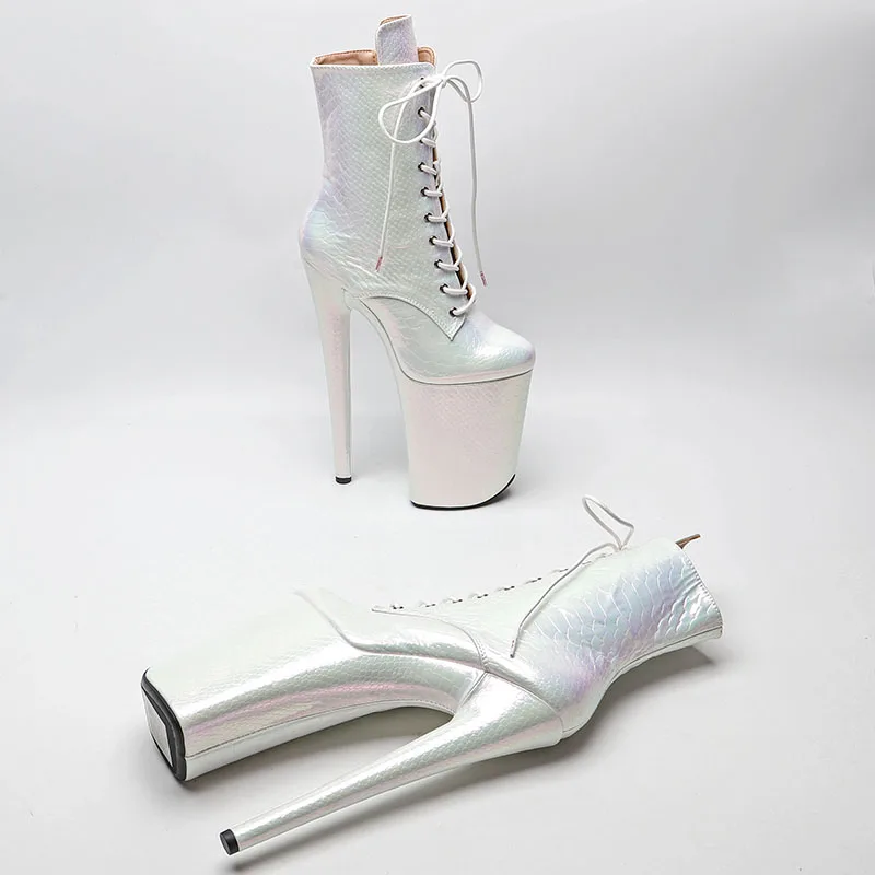 Leecabe 23CM/9inches Shiny PU Snake Upper Pole dance shoes High Heels Pole Dance boot