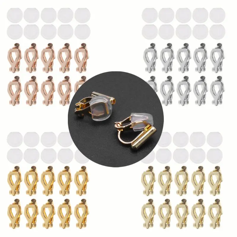 

20 Pieces/Set Clip-on Earring Converter Earring Clip Backs with Comfort Earring Pads for Non-Pierced Ears DIY Earrings