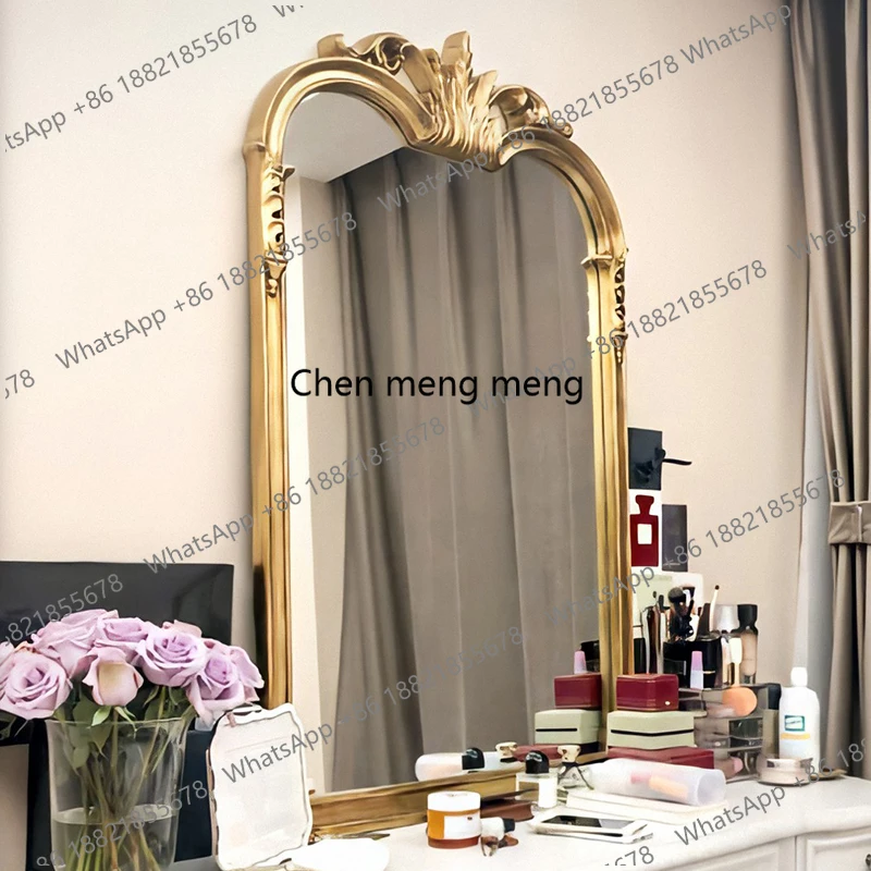 

Европейское ретро резное зеркало, настенное лежачее зеркало для макияжа, старое декоративное зеркало для входа в гостиную