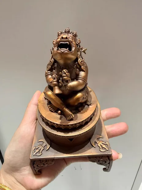 15CM Tibet Protector Incense Burner Buddha Copper Statue