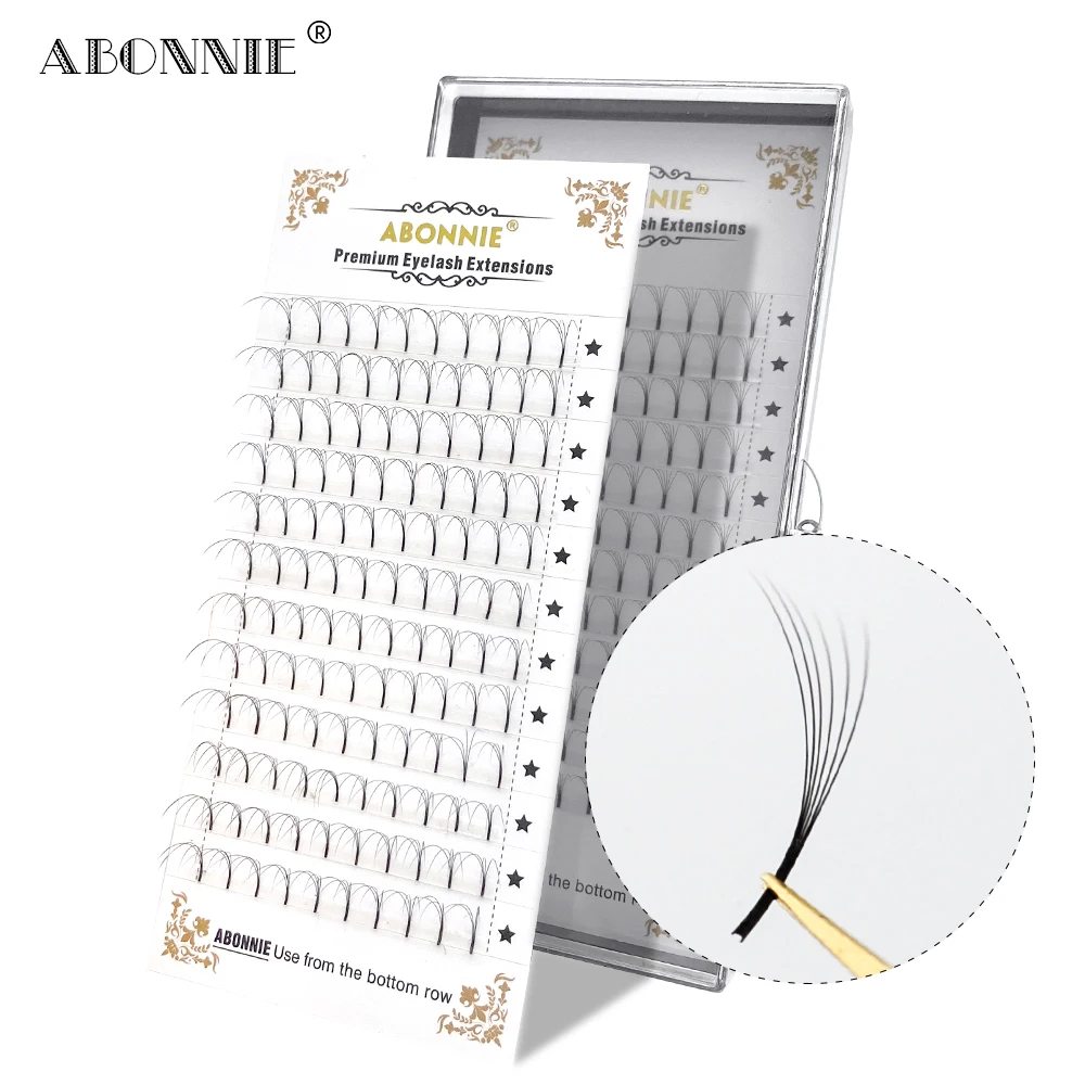 Abonnie 3D/4D/5D/6D Premade Volume Lashes Long Stem Fans D Curl Lashes Russian Volume Eyelashes Extensions Supplies