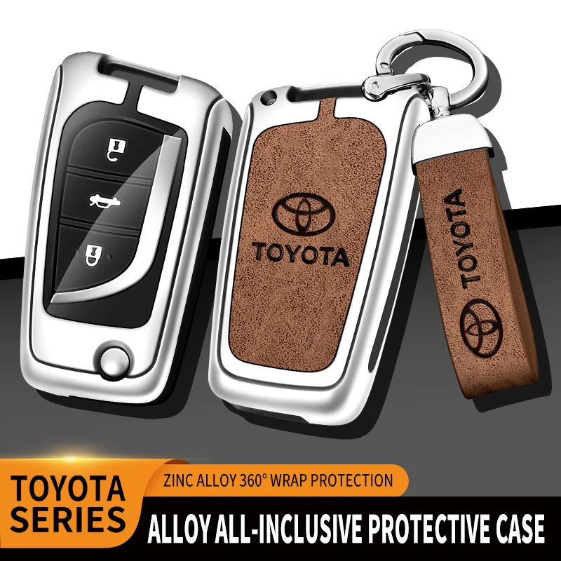 

For Toyota Fortuner Tundra Camry RAV4 Highlander Challenger Corolla Tacoma Levin Zinc Alloy Leather Car Key Bag keychain