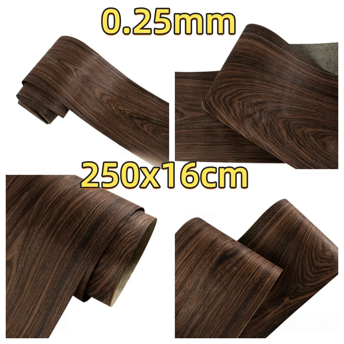 

Natural Black Rosewood Veneer, 0.25mm, 250x16cm, For Decoration, Speaker & Cabinet Refinishing.