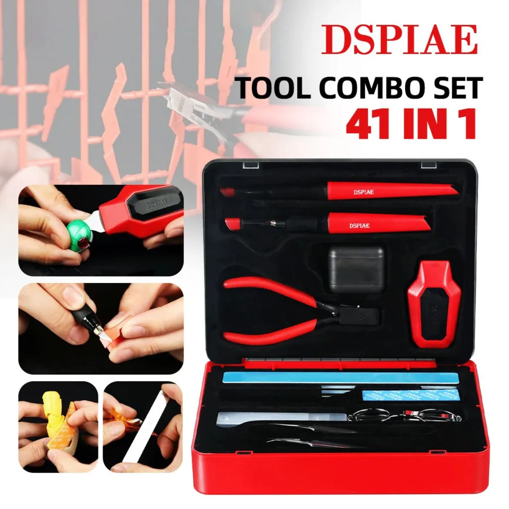 DSPIAE TC-S01 Model Tool Combo Kit Scale Model Beginner Set Pliers Scissors Sandpaper Tweezers Military Hobby Craft Making Tools