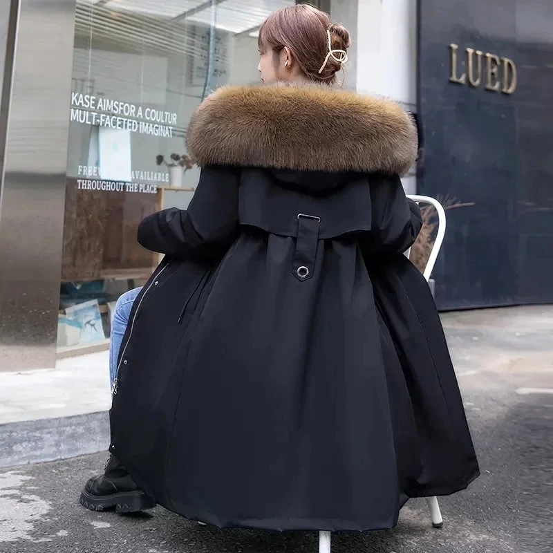 2023Winter New Pai Overcome Women Coat Long Fur Jacket Liner Removable Fox-like Fur Collar Wool Coat Female Parkas Thickened Top