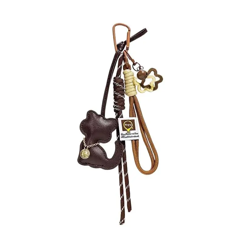 1 Stück Katzenform Stern-Taschenanhänger Geflochtenes Seil Schlüsselanhänger Leder Handyband Hängedekoration Zubehör Geschenke – Detail 8