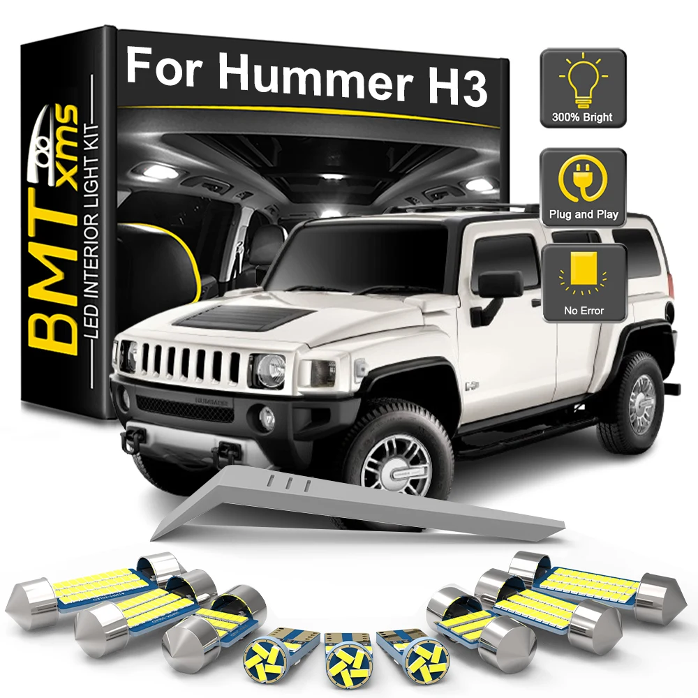 BMTxms 13Pcs For Hummer H3 2005 2006 2007 2008 2009 2010 LED Interior Light Bulb Kit Car Map Dome Trunk Lamp Canbus No Error