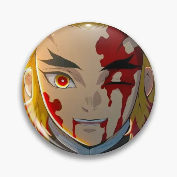 Demon Slayer Rengoku Sparkly Kyo Chibi No Soft Button Pin Customizable Lover Collar Cute Creative Funny Metal Gift Hat Cartoon