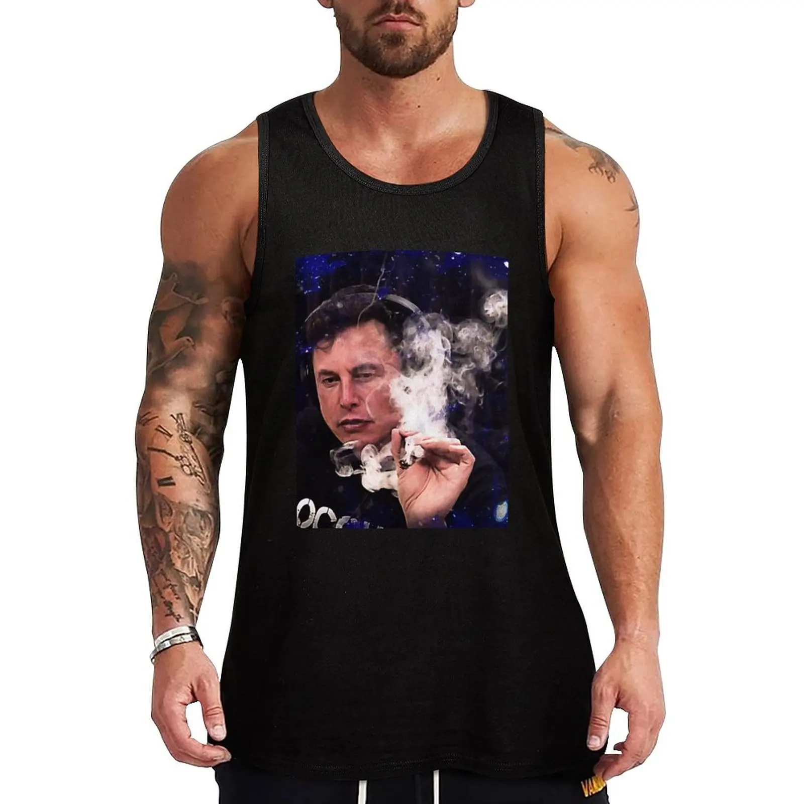 Elon Musk smoking Tank Top sleeveless man shirts muscle t-shirt Men's summer clothes 2025