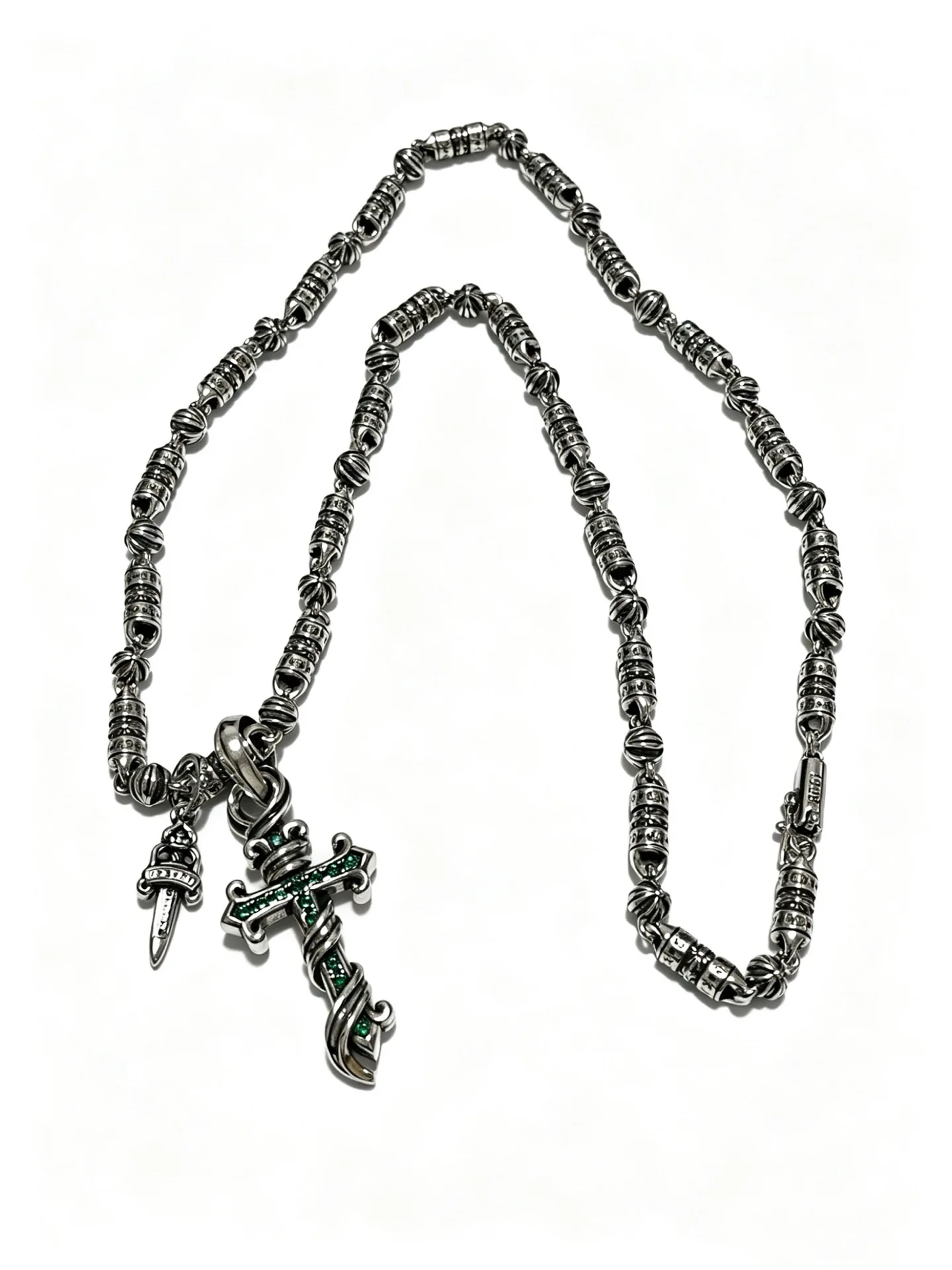 S925 Sterling Silver Vintage Old Personality Charm Cross Men