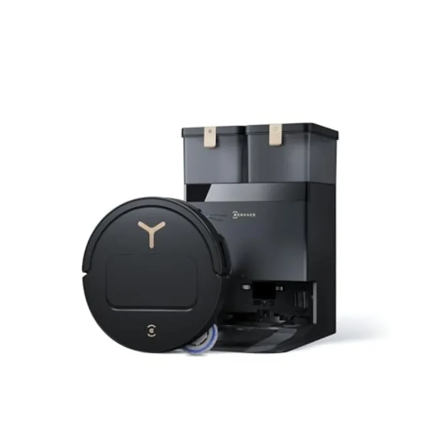 

Robot vacuum and mop for home use, black plastic body, 25000 Pa suction power, ZeroTangle 3.0 anti-tangle, TruEdge 2.0 extendab